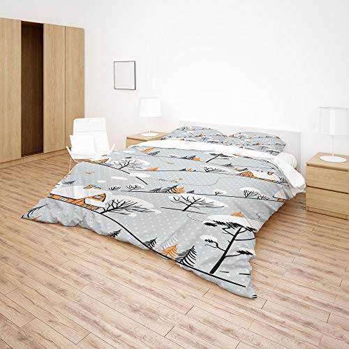 Parure de lit King polyester motif 3 avec housse de couette toutes saisons 3 pièces