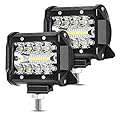 LED Light Pods, AAIWA 4 Inch 120W LED Light Bar 12000LM Spot Flood Combo Off Road Light Triple Row LED Work Light Driving Fog Light for Pickup Truck ATV UTV SUV Boat Light 2PCS