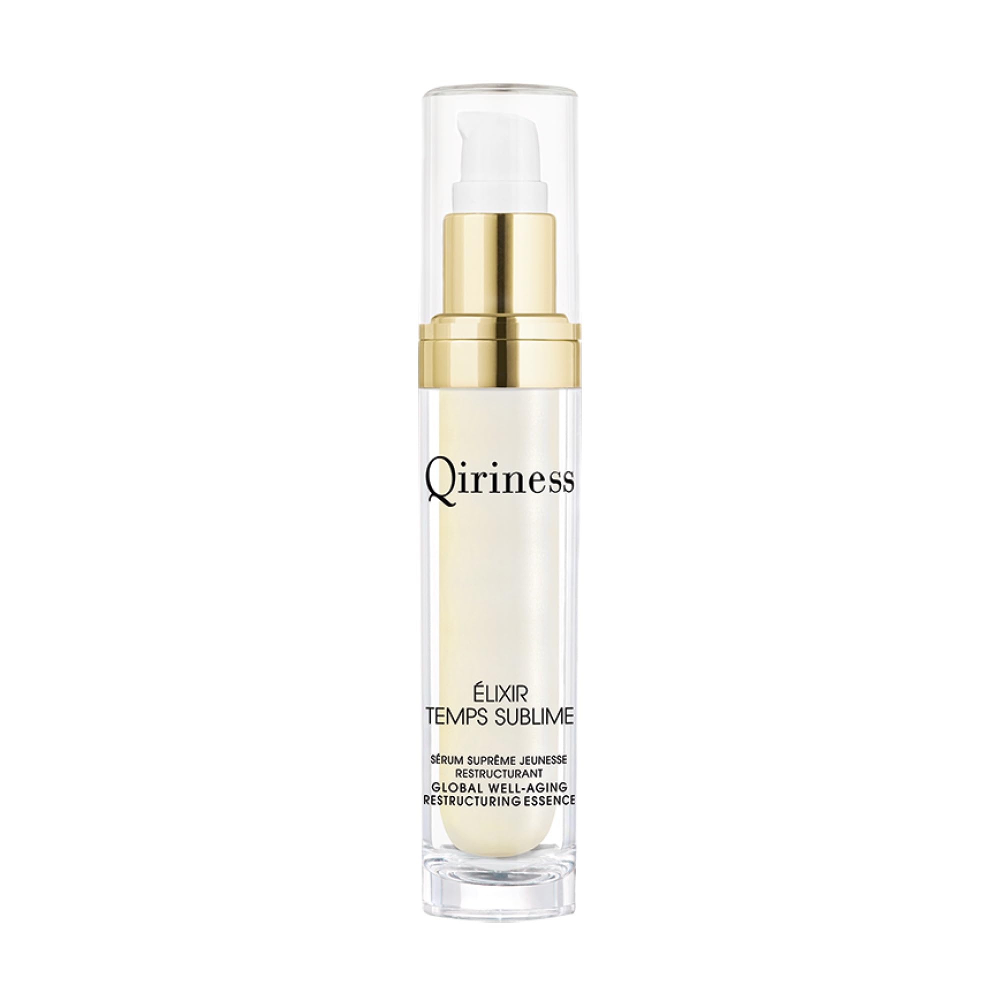 Qiriness - Sérum Anti-âge Liftant Acide Hyaluronique & Rétinol - Élixir Temps Sublime - Rose Bulgare & Peptide Biomimétique - Pour le Visage - Tous Types de Peaux - 30 ml