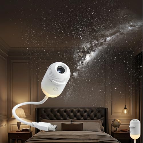 HD Galaxy Projector for Bedroom - 2-in-1 Star Projector Galaxy Light & Starry Night Light with 10 Film Discs, 360° Flexible Gooseneck & Ambient Base Ceiling Planetarium Projector image 5