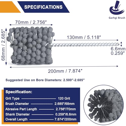 Image of Garhgi 2.685 inch(68mm) Cylinder Hone with 120 Grit SC Ball Tool | Silicon Carbide on Metal Steel Iron, Engine Rotor Bore Carbon Rust Glaze Residues Removal, DIY Machinist Automotive Workshops