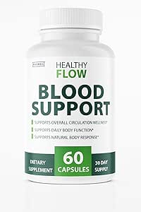 Healthy Flow Blood Support - HealthyFlow Support Supplement Capsules Daily Premium Advanced Formula Pills - Maximum Strength, Vitamins for Overall Health &amp; Wellness, 60 Capsules for 1 Month