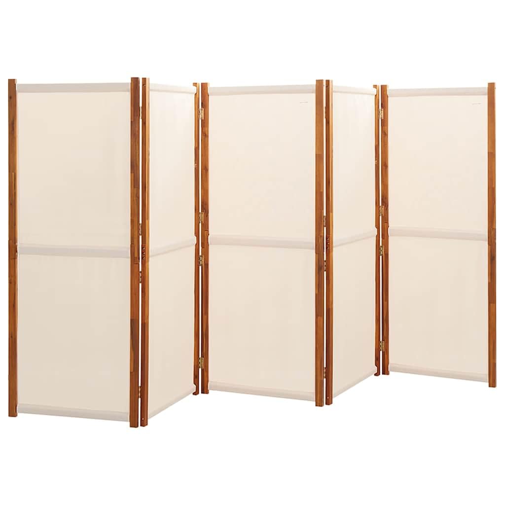 Divisorio da 5 pezzi, in legno di acacia massiccio, 350 x 180 cm, pieghevole, resistente alle intemperie, protezione dagli sguardi indiscreti e divisorio per soggiorno, camera da letto
