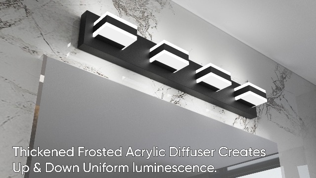 Image of SOLFART Black 5 Light Bathroom Vanity Lights Over Mirror LED Modern Vanity Lights for Bathroom 5 Lights ETL Listed