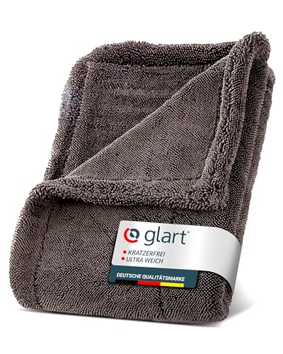 Glart 44TW6 Auto Trockentuch XXL grau 60x40 cm Mikrofasertuch Auto extrem saugstarkes Tuch zum kratzfreien Trocknen von Lack Glas Felgen außen & innen für Autopflege Motorrad Boot Haushalt