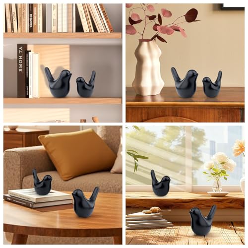 Estatuas pequeñas de pájaros negro estilo moderno para decoración miniatura 4