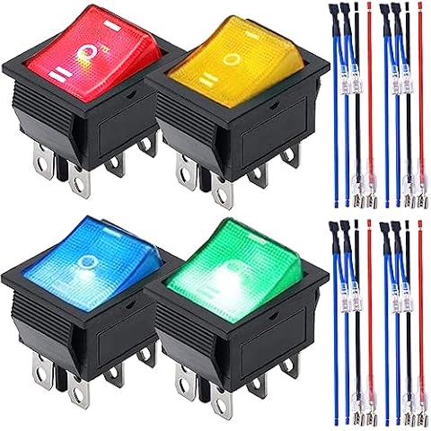 MKBKLLJY 4Pcs 6 Pins Rocker Switch Set Cover