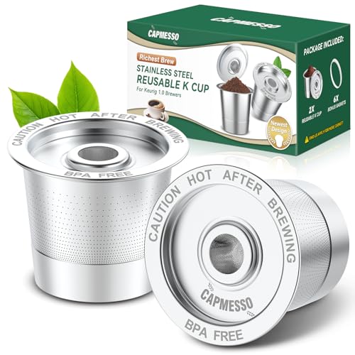 Comparison: Best Reusable K Cup For Stronger Coffee 11 CAPMESSO Reusable K Cups Coffee Pods for Keurig 1.0: Stainless Steel Refillable K Cup - Reusable Coffee Filter for Keurig 1.0 Coffee Maker, Permanent, Eco-Friendly, Innovative Design(2 Pack)