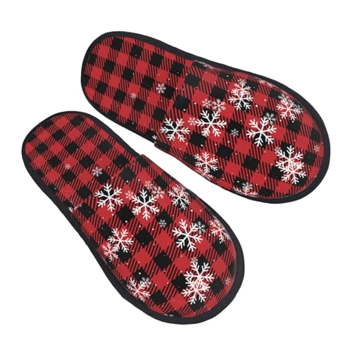 Red Buffalo Plaid Print Women Slippers Home Furry Shoes Keep Men Couples Shoes Warm For Women-2