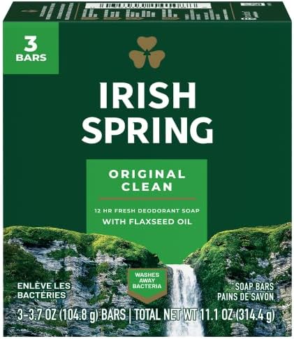 Irish Spring Deodorant Soap Original Bar, 3.7 Ounce (Pack of 3)