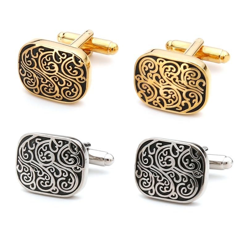 Gemelli da Camicia Quadrati retrò in Rame, Semplici Gemelli Francesi per Feste di Matrimonio E Anniversario(Grigio-2Cm)