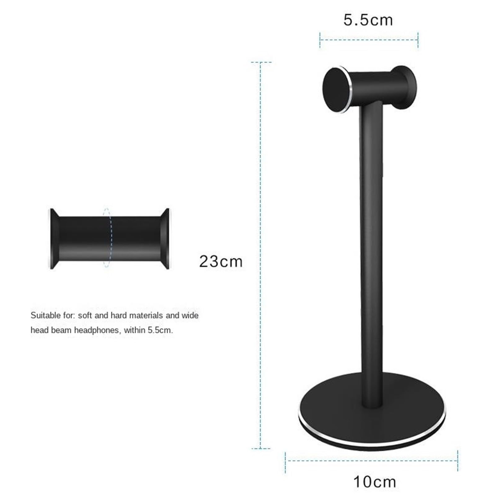 Supporto per Cuffie Supporto for Cuffie Conciso Supporto for Cuffie in Lega di Alluminio Supporto for Cuffie Stabile Staccabile Headphone Stand(Black)