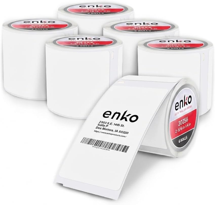 enKo (6 Rolls, 1,800 Labels) Address, Shipping & Barcode Labels 30256 (2-5/16 x 4") Compatible for Dymo LabelWriter