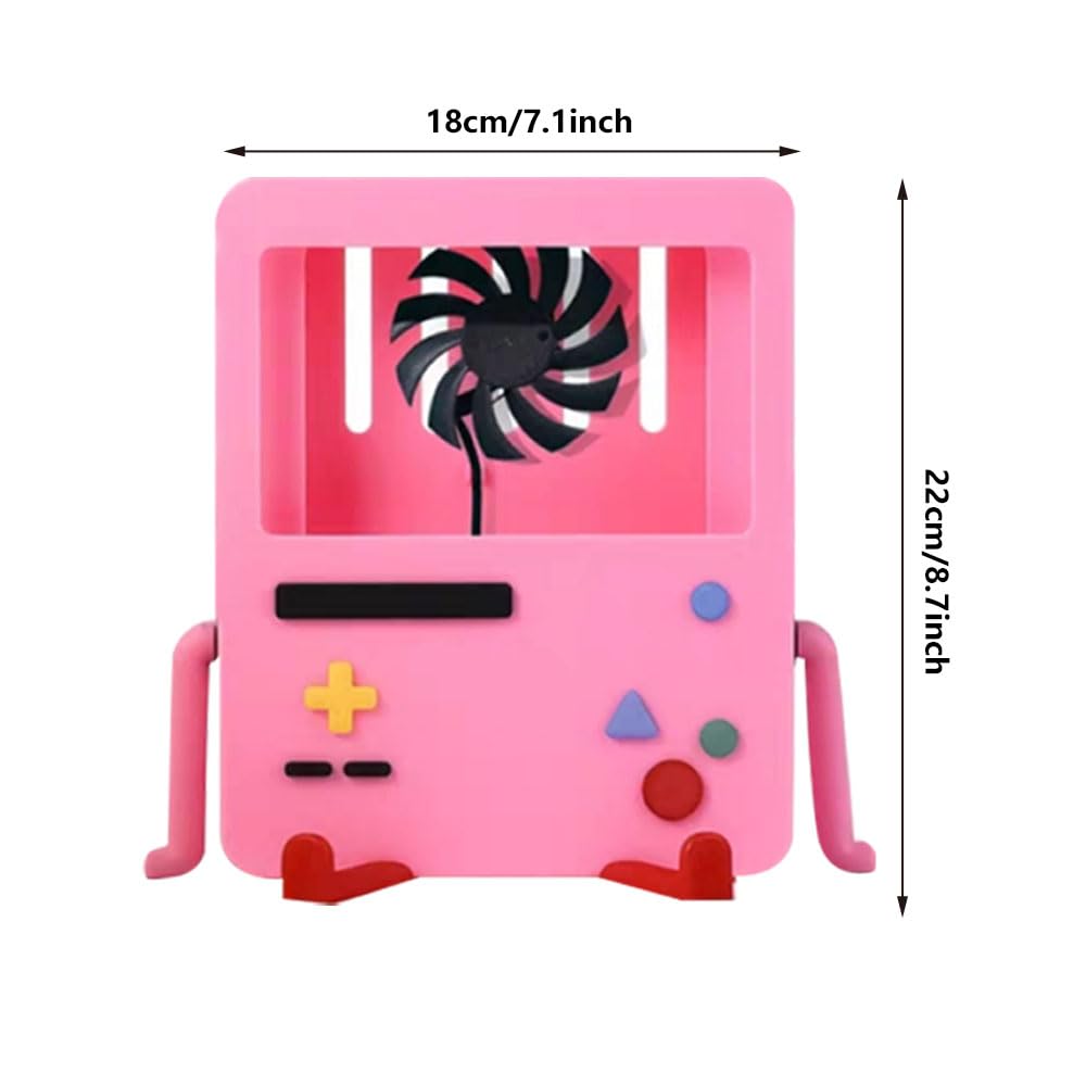 Funda rígida Protectora de Dibujos Animados para Consola de Interruptor, Consola de Juegos, Carcasa Protectora para Switch portátil, Soporte de Videojuegos (Ventilador de refrigeración, Rosa)