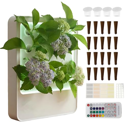 SWTHM Sistema hidropónico de jardín interior, kit de jardín de hierbas LED sin tierra con triple filtro de circulación de agua, control de aplicación, sistema de cultivo hidropónico de 16 plantas para