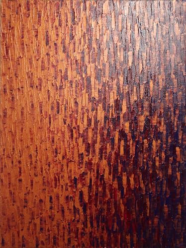 Peinture contemporaine faite main de prestige violet foncé et cuivre texturé 60x80
