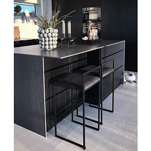 Taburete de cocina de metal con asiento de terciopelo contemporáneo, taburete de bar tapizado para comedor, pub, cafetería y barra de bar