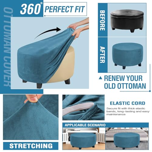 Funda de sofá y reposapiés azul oscuro para tardes en casa 8