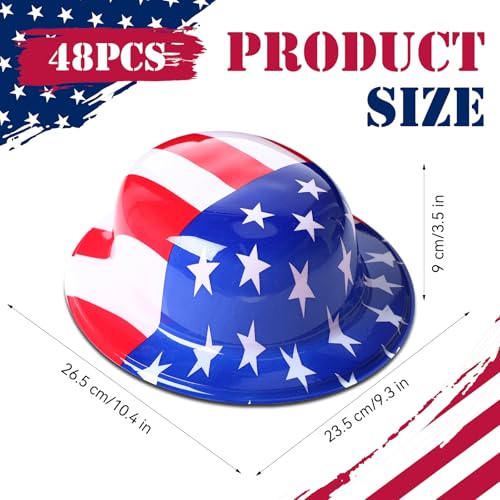 Image of Shyyween American Flag Plastic Hats Patriotic 4th of July USA Party Accessories Red White and Blue Hats for Independence Day