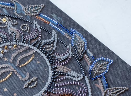 Image of Wizardi Main Bead Embroidery Kit - Captive of The Night. Colorful Beads, Beading Needles. DIY Kit. Embroidery for Beginners. Home Decor. AB-896 Abris Art