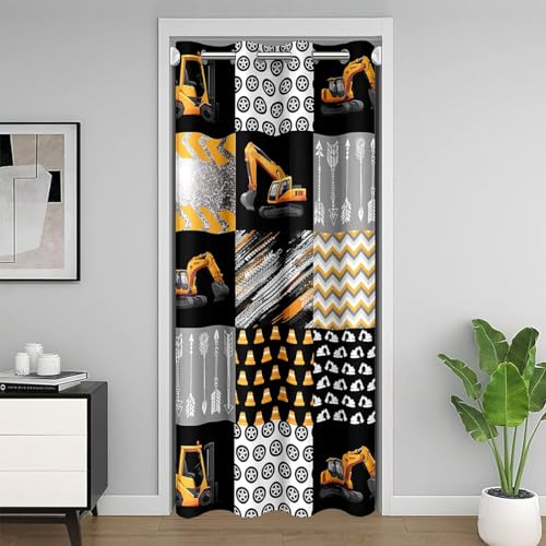 Homemissing Cortina para puerta de armario de construcción, 106 x 203 cm, cortina de puerta para niños, niñas, decoración de franjas, divisora de habitación, cubierta de cortina bohemia con flechas