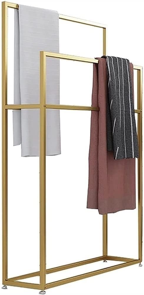 Porte-serviettes vertical doré à 2 barres en acier inoxydable pour l'intérieur et l'extérieur