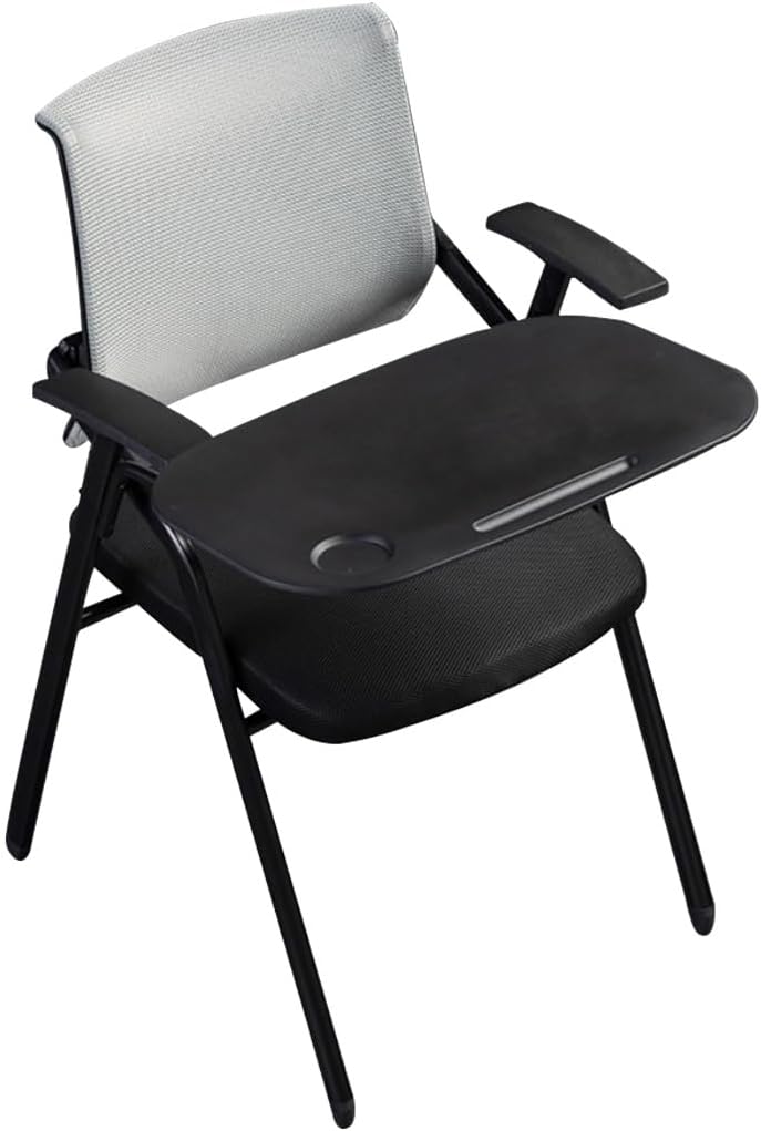 Folding Chair Folding Chairs Bulk Office Single Useful Armchair, Training Institution Folding Chair, Ergonomic Commercial Chair, with Extra Large Writing Board (Color : Grey, Size : 49 * 57 * 86cm)