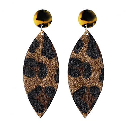 Boucles d'oreilles argent femme anti-inconfort légères carrées en acrylique léopard