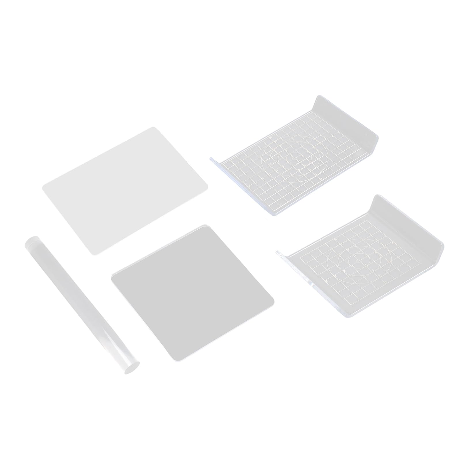Kalttoy 4Pcs Acrylic Clay Sheet Board with Acrylic Clay Roller for Shaping Sculpting Stamping Portable Modelling Tool Slab Rolling Tool