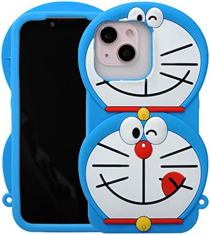 Hwota Cartoon Case for iPhone 12 Pro Max 6.7"（2020）, 3D Cute Soft Silicone Funny Animated Doraemon Rubber Shockproof Kickstand Protective Gel Back Cover for Kids Women Girls Boys (Doraemon)