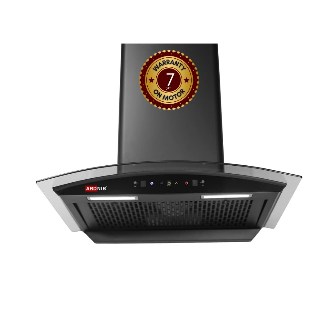 Ardnib 60 cm 1250 m³/hr Wall Mounted Auto Clean Kitchen Chimney (SLEEK PLUS FILTERLESS BK 60, Touch Control + Motion Sensor, Baffle Filter, Black)…