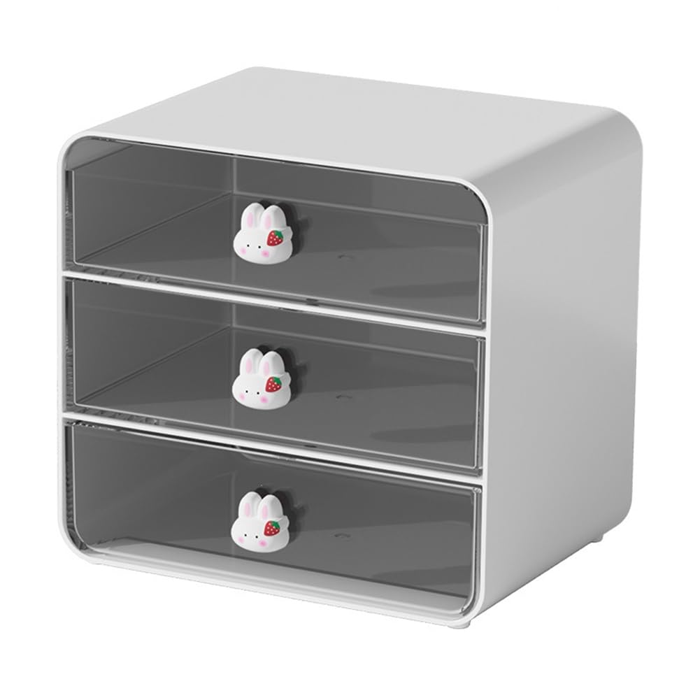 CTRLZS 3 Tiers Makeup Organizer Holder Cosmetic Storage Box Bathroom Countertop Organizer White-A