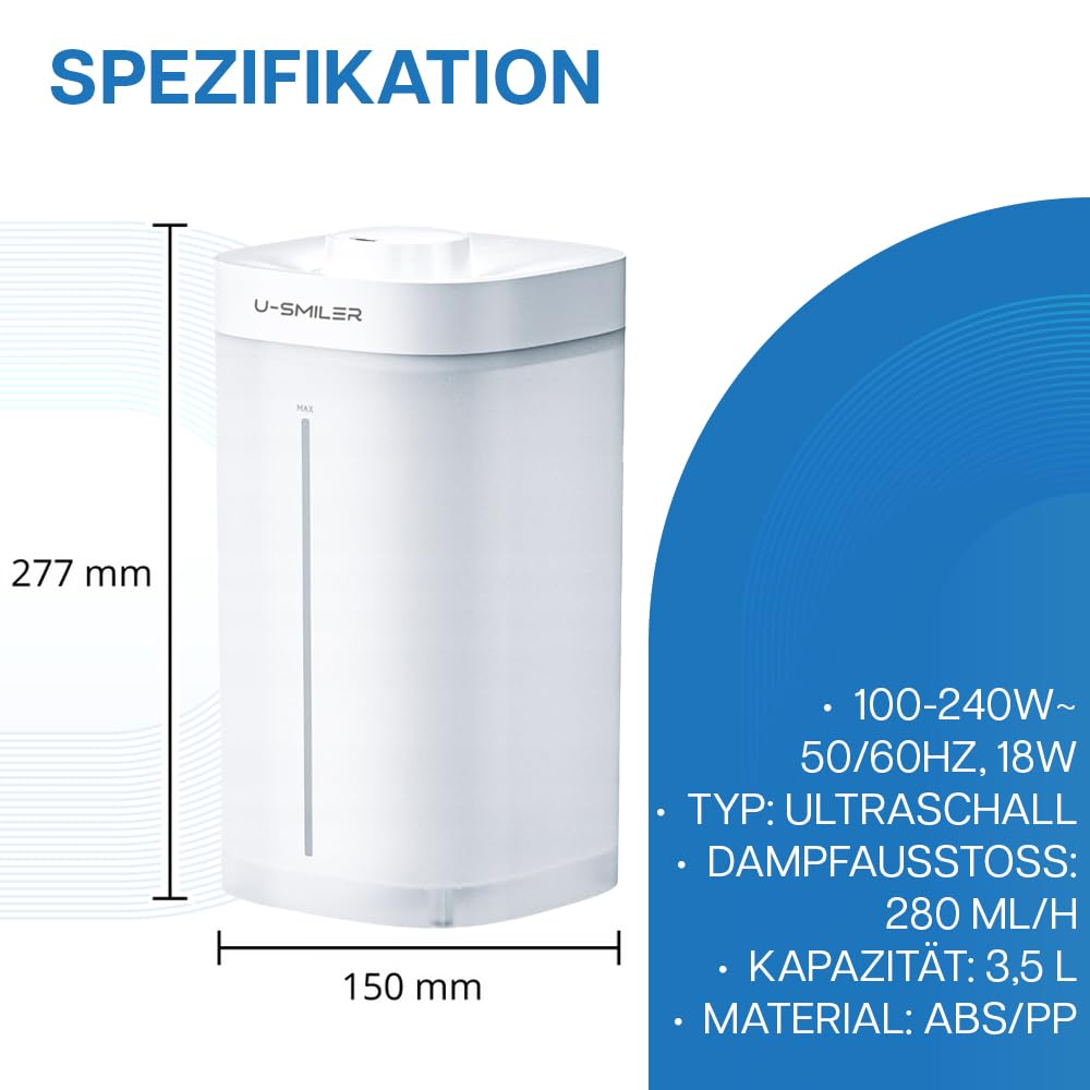 Umidificatore 3,5L con aromaterapia, diffusore ad ultrasuoni per oli essenziali, purificatore d'aria e umidificatore, umidificatore silenzioso per camera da letto, piante, appartamento