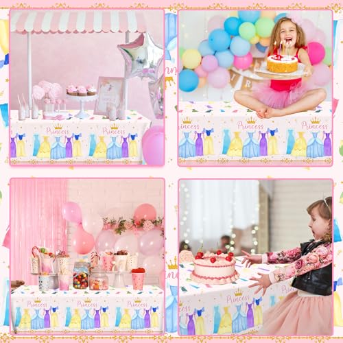 Image of Princess Birthday Party Decorations,3pcs Plastic Princess Table Cloth Waterproof Princess Party Decorations Princess Table Cover for Girl Birthday Princess Decorations