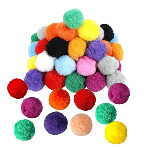 Pllieay 60pcs 15 Colors 2.5 Inch Very Large Assorted Pom Poms Arts and Crafts for DIY Creative Crafts Decorations