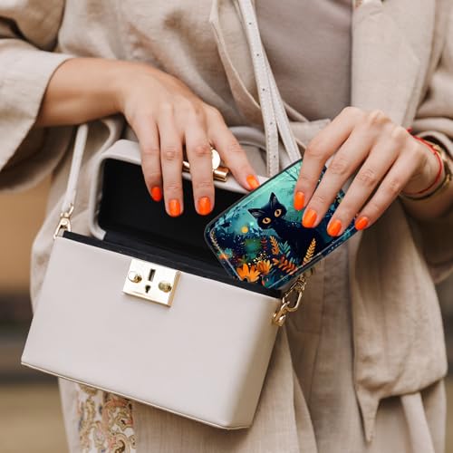Image of Credit Card Holder, Mini Aluminum Card Wallet RFID Blocking Slim Metal Hard Card Case for Women Men, Pretty Cat