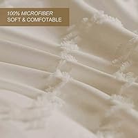 Vista 5 de Nanko Juego de funda de edredón beige tamaño King, juego de funda de edredón de microfibra bohemia copetuda de 3 piezas, para todas las estaciones