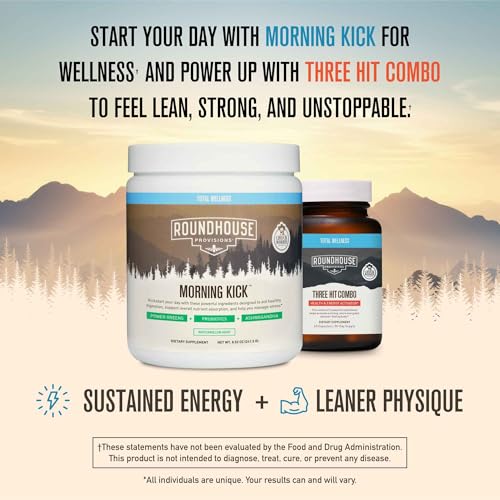 Image of ROUNDHOUSE PROVISION Morning Kick Greens Powder, Watermelon Mint, 3 Pack