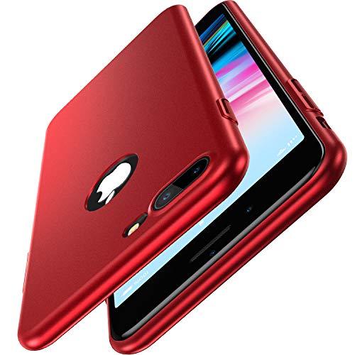 CASEKOO iPhone 8 Plus Case Slim Fit Ultra Thin Case Hard Sleek Protective [Scratch Resistant] Matte Finish Great Grip Cover Compatible with iPhone 8 Plus [Shell Series]-Lava Red