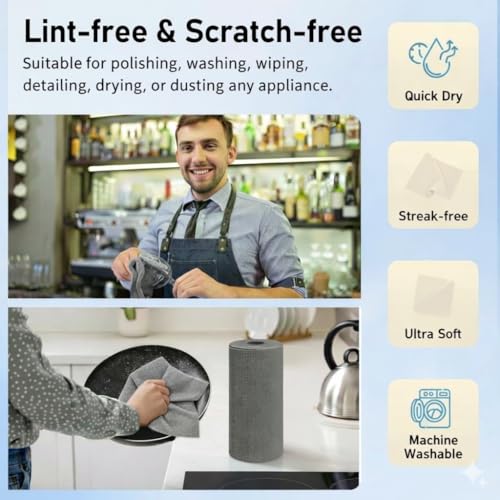 Image of Showstopper Microfiber Cleaning Cloth Roll, Reusable Tear Away Microfiber Towels,Washable, Ultra Absorbent, Rags Cleaning, Dishcloths, Cleaning Cloth for Car, Home or Kitchen. (Grey, 25cm X 25cm)