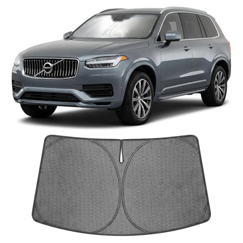 Image of Proadsy Windshield Sun Shade Custom Fit Volvo XC90 2016-2026 Ice Crystal Black Front Window Sunshade UV and Heat Blocker Foldable Visor Keeps Car Cooler for Summer Parking and Daily Use