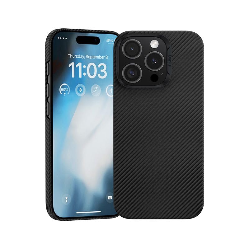 BENKSfor iPhone 16 Pro Max Case Compatible with Magsafe, [ArmorAir] Built with Dupont Kevlar 600D Aramid, Ultra Slim & Lightweight iPhone 16 Pro Max Minimalist Case Black