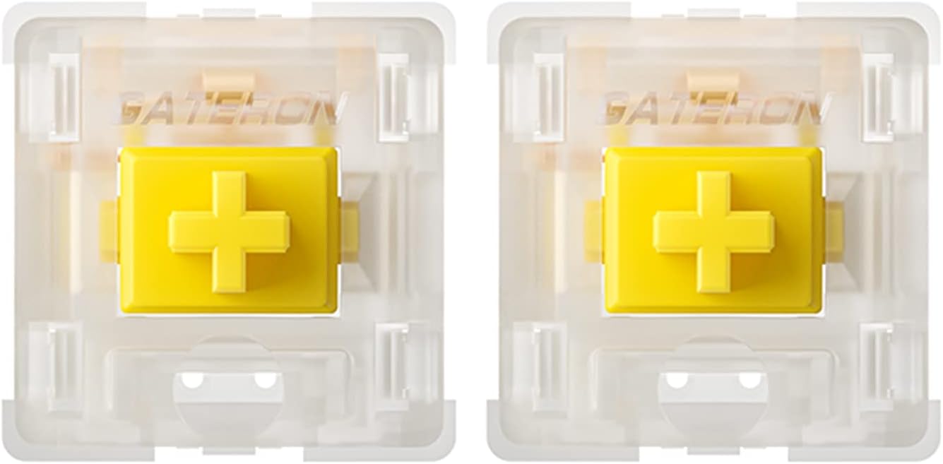 kutethy Gateron Milky Yellow Pro V2 Switches, Pre-lubed Linear 5 pin for All MX Mechanical Keyboard (108PCS, Milky Yellow Pro)