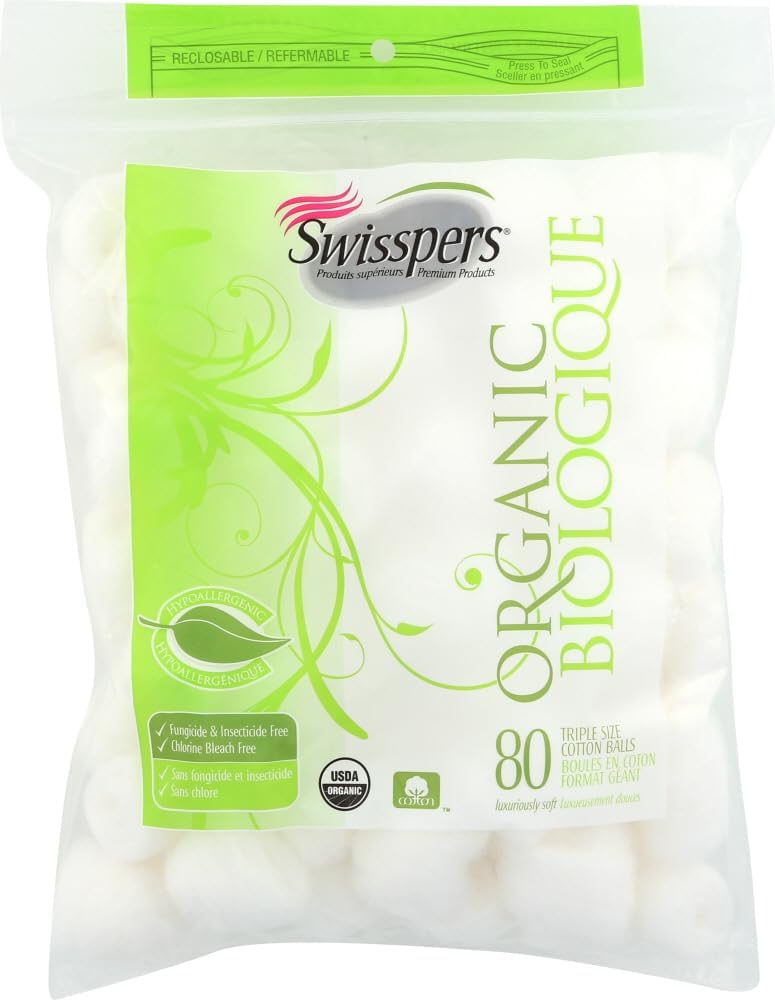 Organic Essentials - Cotton Balls, (Organic) 80 Piece ( Multi-Pack)