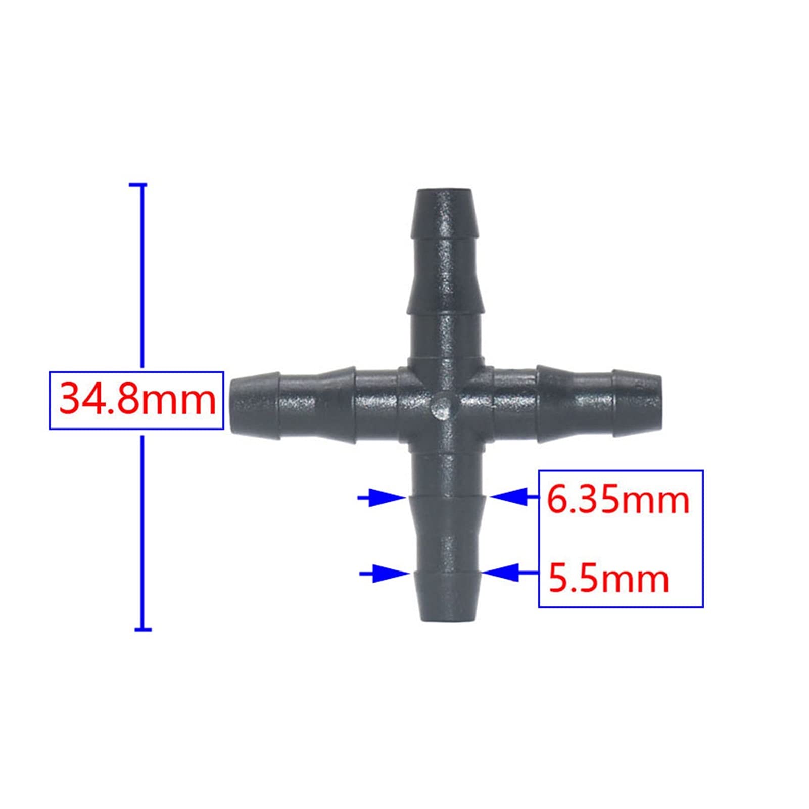 Collegamento dell'Acqua Spray 1000 1/8 1/4 Raccordo a T for Tubo Flessibile 3/5 4/7 mm Ridurre Il Collegamento Irrigazione a Goccia Sistema di irrigazione a Croce Accessori