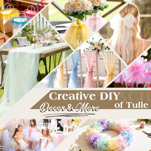Image of Mocha Mousse Tulle Fabric Rolls 54 Inch by 40 Yards Tulle Bolt Spool for Wedding Decorations DIY Tutu Baby Shower Table Skirt Ceiling Decor Birthday Party Craft Supplies
