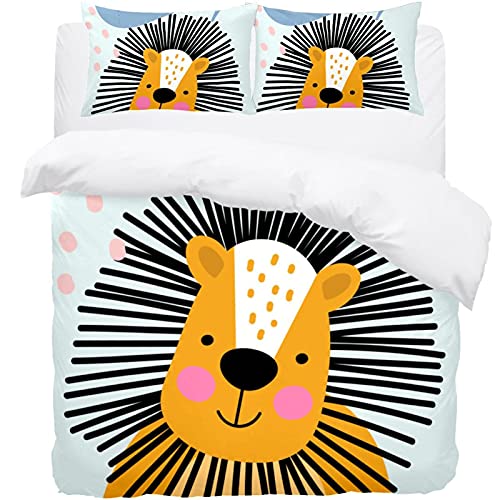 Housse de couette lion de dessin animé lit double Queen King size - 2
