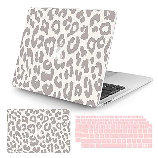 Seorsok Compatible with MacBook Air 13 Inch Model A1932 A2179 M1 A2337 Touch ID Release 2020 2019 2018 Plastic Hard Shell Case Protective Cover with 2 Pieces Pink Keyboard Cover Leopard Print
