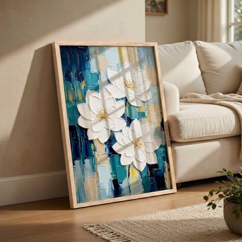 Image of kotart Aesthetic flower Art Home Decoration Painting | Floral Paintings With Frame For Living Room Bed Room Hotel Wall Decor Digital Reprint (14X20 inch)