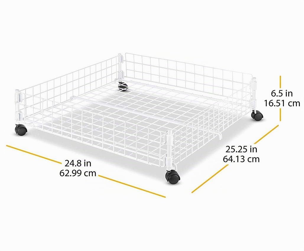 Whitmor Carrito de alambre blanco rodante debajo de la cama